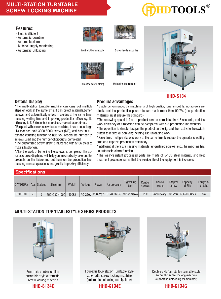 MÁY BẮN VÍT BÀN ĐA TRẠM HHD-S134 MÁY BẮN VÍT BÀN ĐA TRẠM HHD-S134