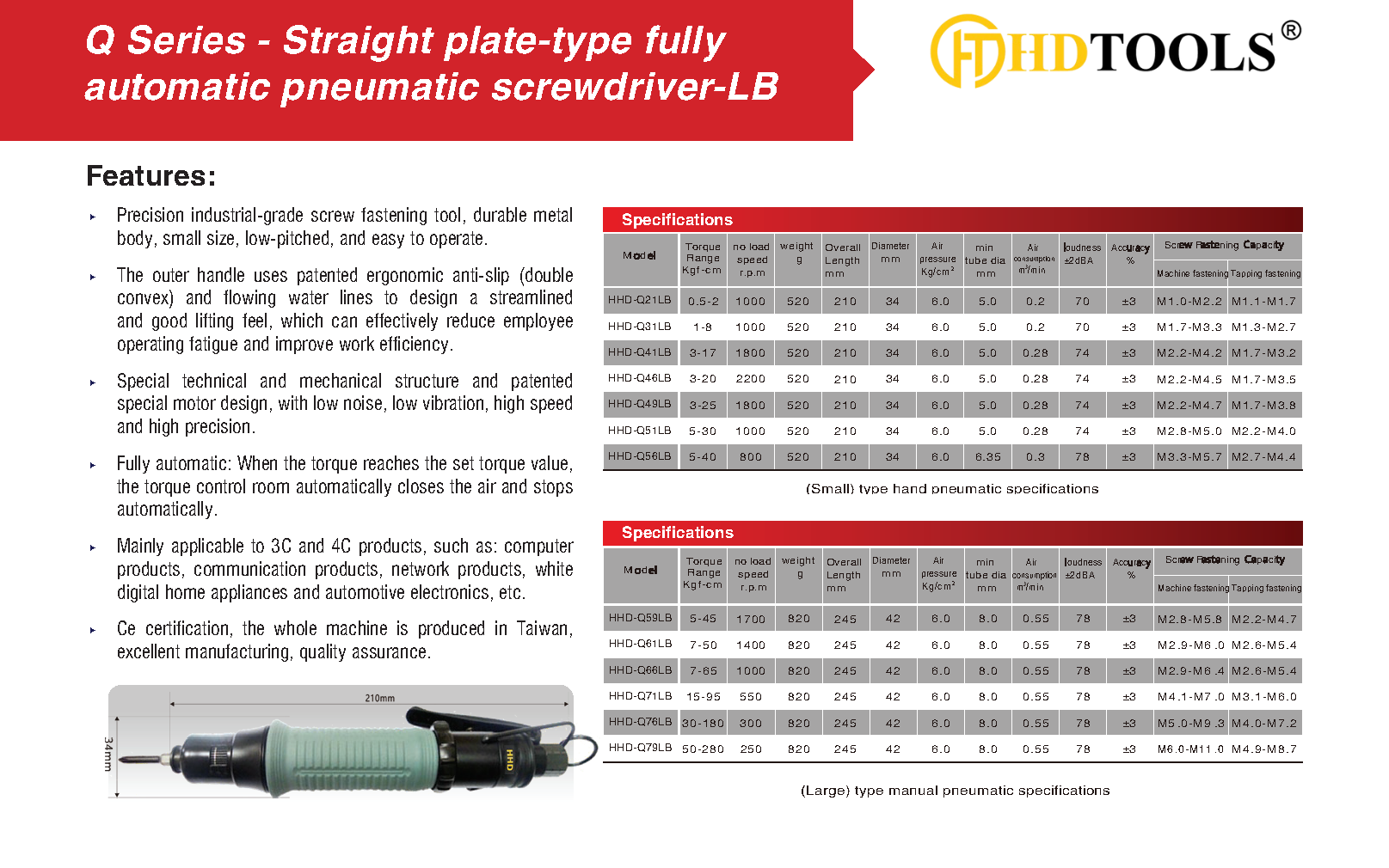 Máy bắn vít khí nén toàn tự động HHD-Q SERIES Máy bắn vít khí nén toàn tự động HHD-Q SERIES