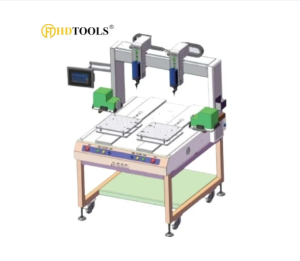 Máy siết vít tự động sáu trục – đầu đôi, bàn đơn